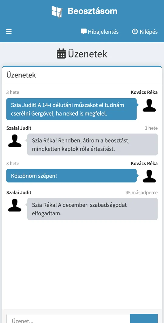 Üzenetek a telefonon